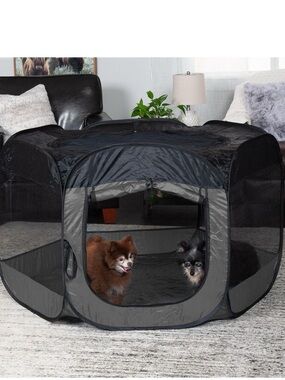 Portable Black and Gray Pop-Up Pet Playpen